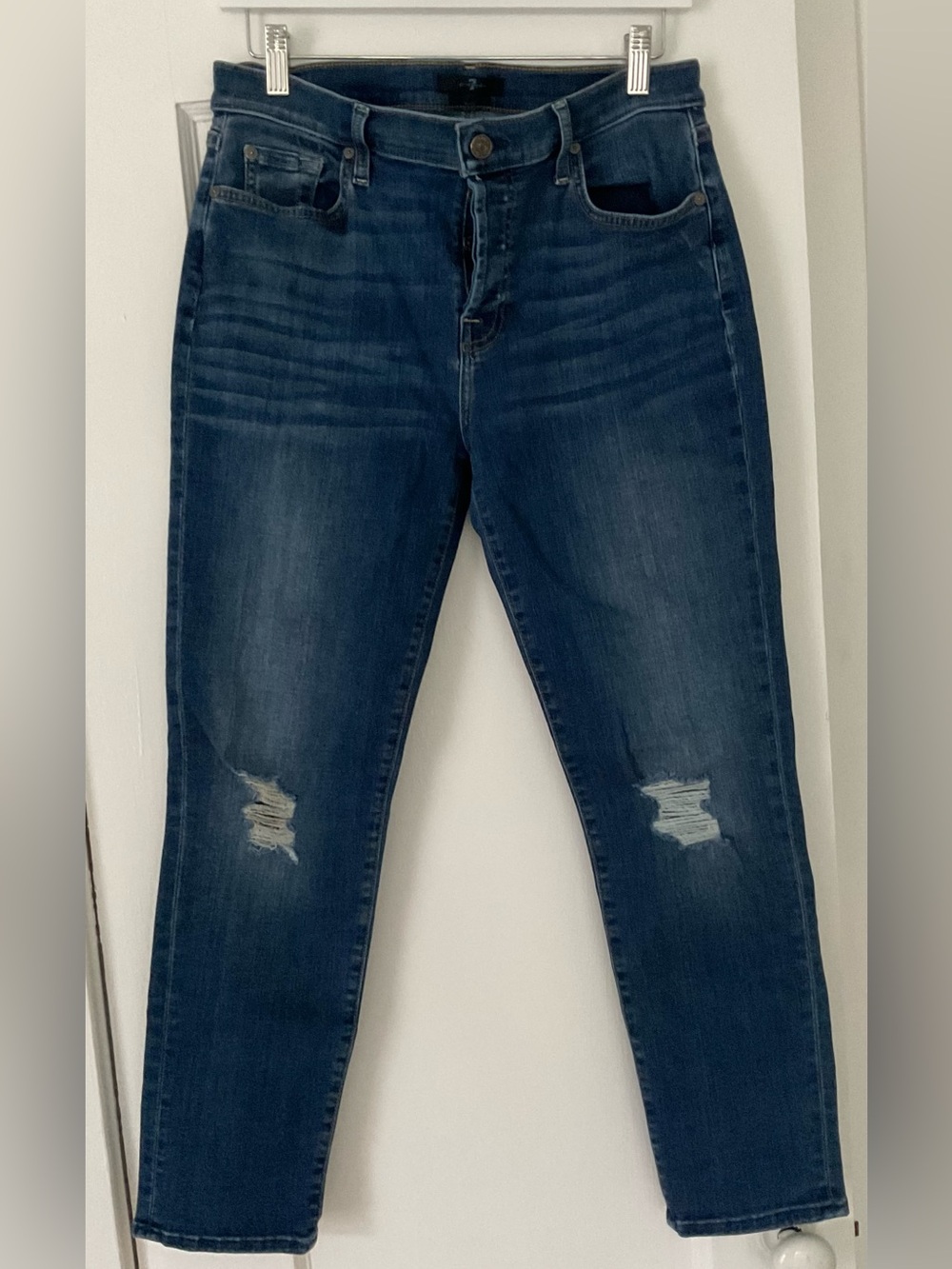 7 For All Mankind Josefina Jeans Size 28 Distressed Knees Button Fly